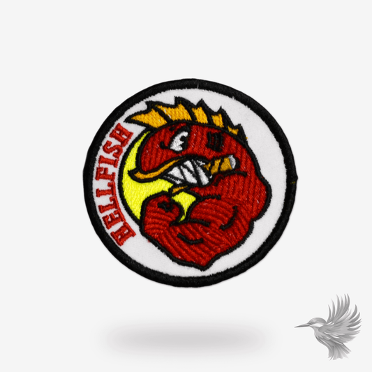 Hellfish strygemærke The Simpsons broderet patch med farverigt ikonisk design.
