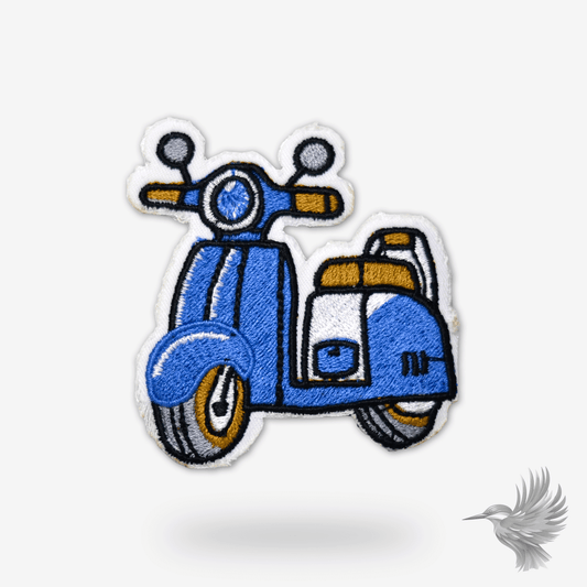 Blå Scooter strygemærke patch stofmærke