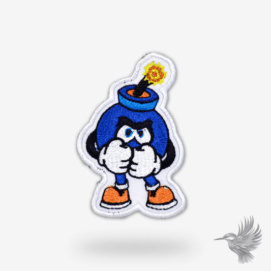 Cartoon Bombe Broderet strygemærke med humor og attitude