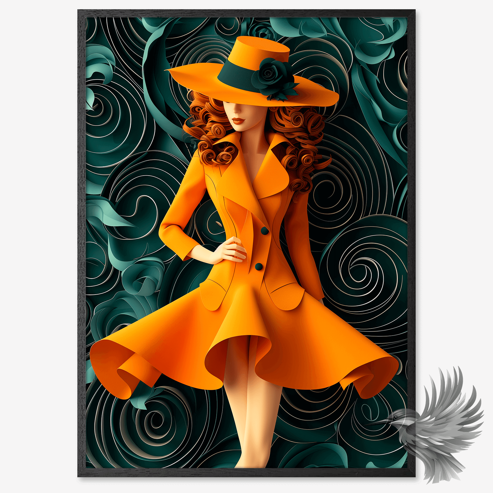 Den Stilfulde Kvinde i Orange poster plakat