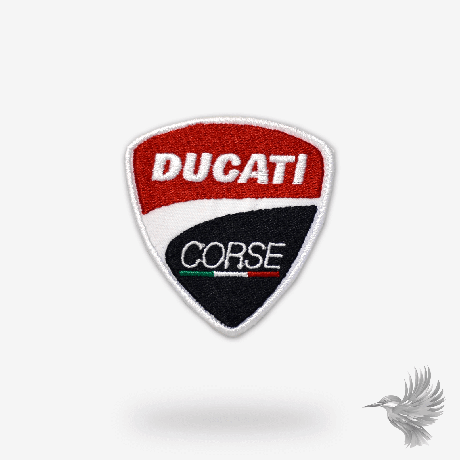 Ducati racing strygemærke lapper med klassisk broderet design og ikonisk logo.