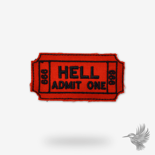 Hell Admit One billet som strygemærke eller symærke