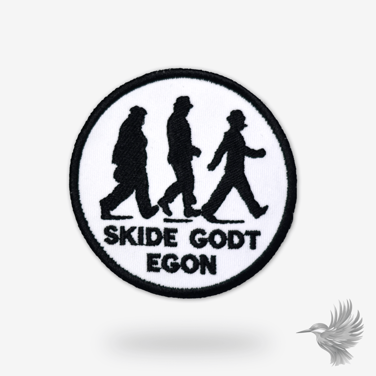 Olsen Banden strygemærke - Skide godt Egon, nostalgi patch featuring iconic characters and design.