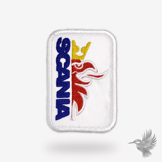 Scania strygemærker til lastbilfans, broderet patch med ikonisk Scania logo.