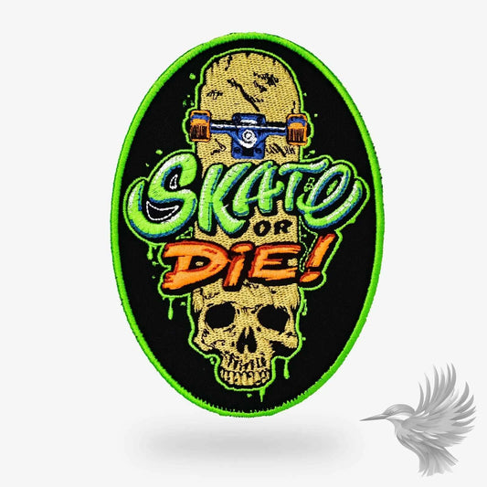 Skate or Die Dødningehoved Patch - Strygemærker og Lapper
