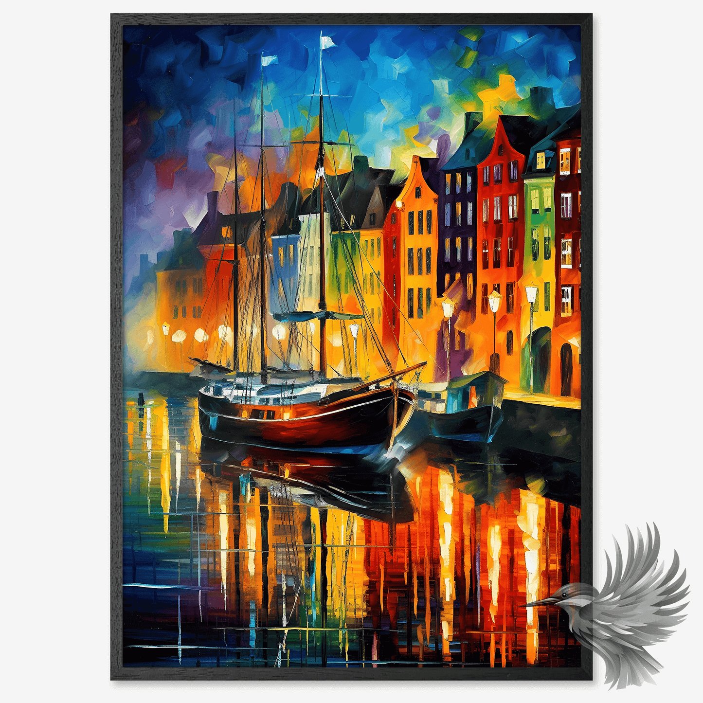 Skib i København med de høje bygninger i Nyhavn.