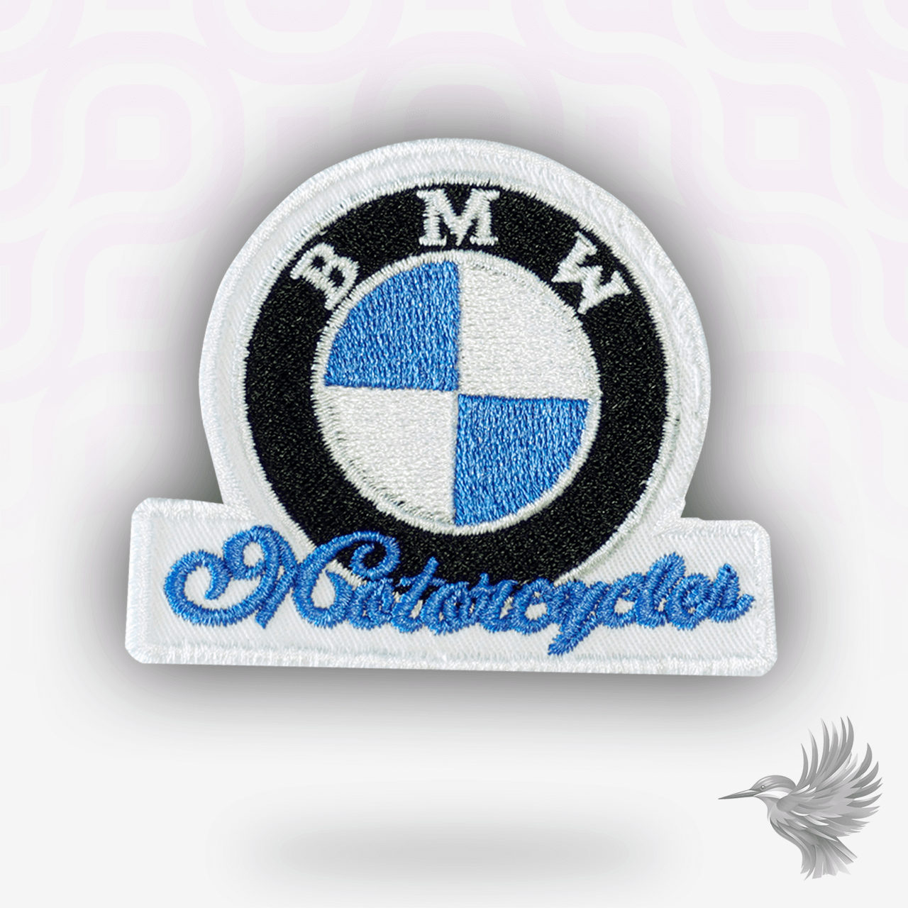 BMW Motorcycles retro patch strygemærke - klassisk broderi med blå, hvid og sort logo.