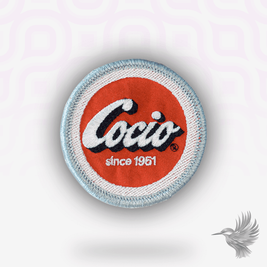 Cocio dansk broderet stofmærke med ikonisk logo og design, perfekt til nostalgiske fans af Cocio.
