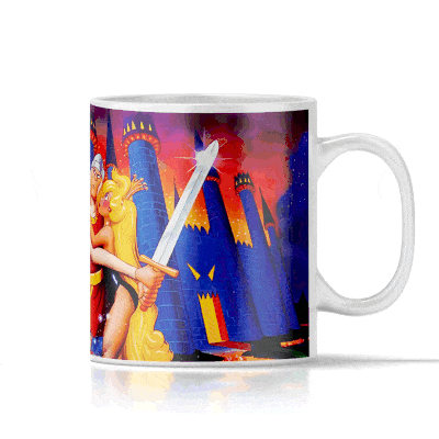 Dragon's Lair retro gaming krus featuring vibrant artwork inspired by the classic arcade game.