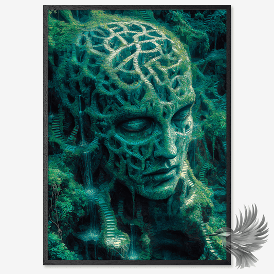 Naturens ansigt poster - fascinerende kunstværk med et ansigt i symbiose med naturen.