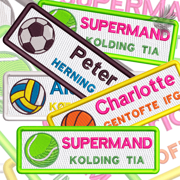 Personligt Broderet Stofmærke med din bold- eller kuglesport, indeholdende fodbold, volleyball og tennis-designs.
