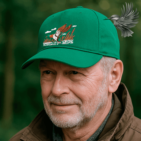 Jagt hat med Gråand og dit navn på bagsiden