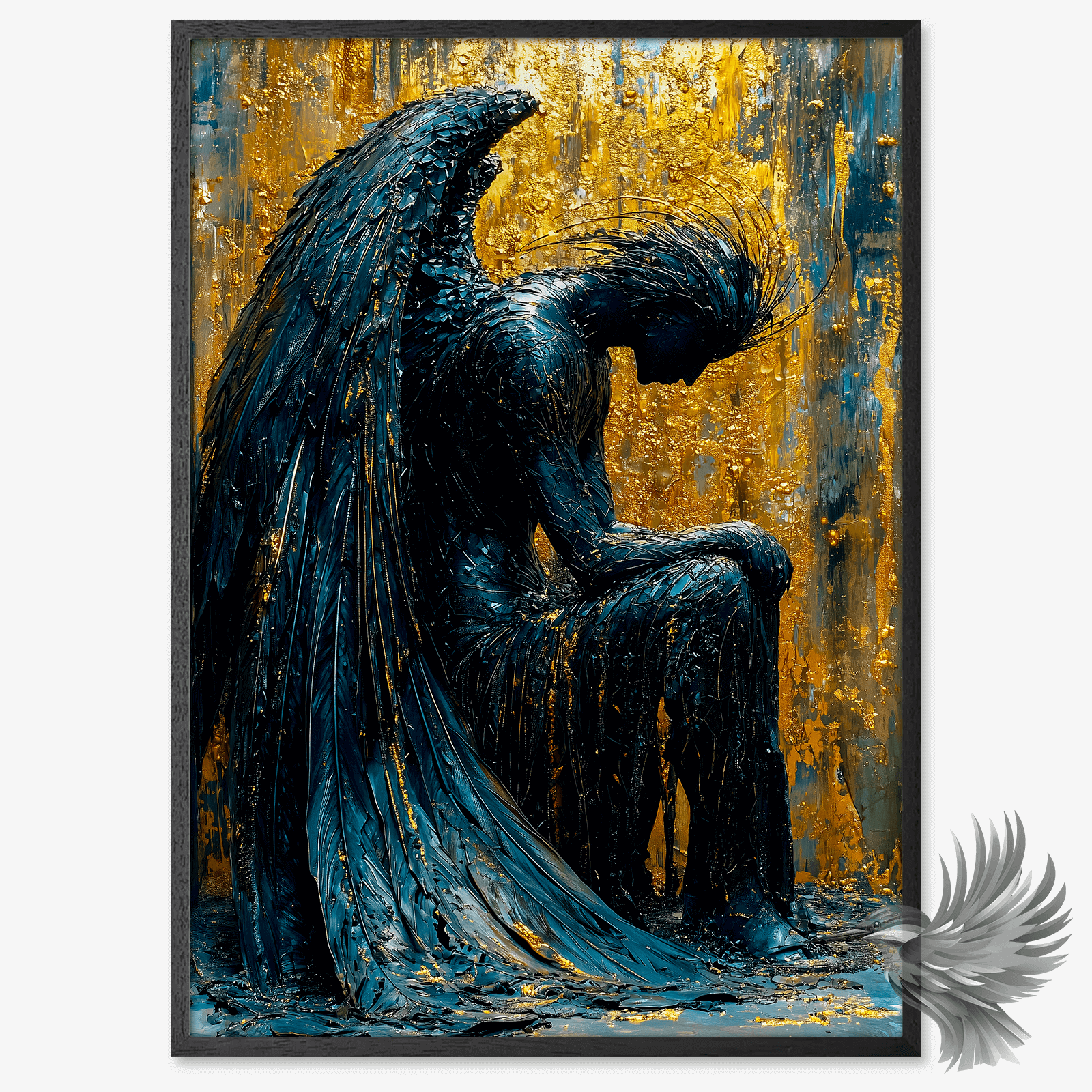 Fortvivlsens engel plakat, en smuk kunstnerisk skildring af en eftertænksom engel med detaljerede vinger.