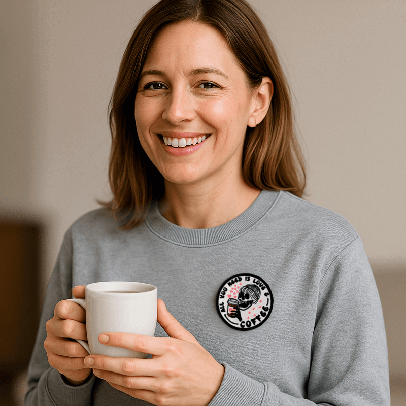 dame med strygemærke All You Need Is Love & Coffee