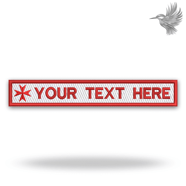 Malteserkors Stofmærke - Personligt Strygemærke med plads til din egen tekst