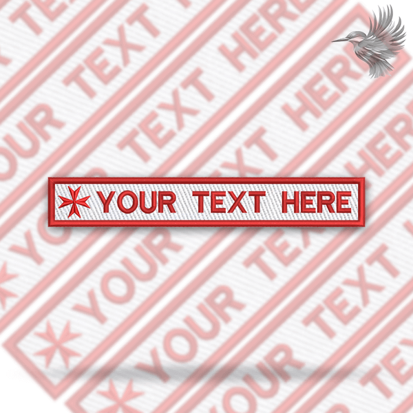 Malteserkors Stofmærke - Personligt Strygemærke med mulighed for personlig tekst og farvevalg.