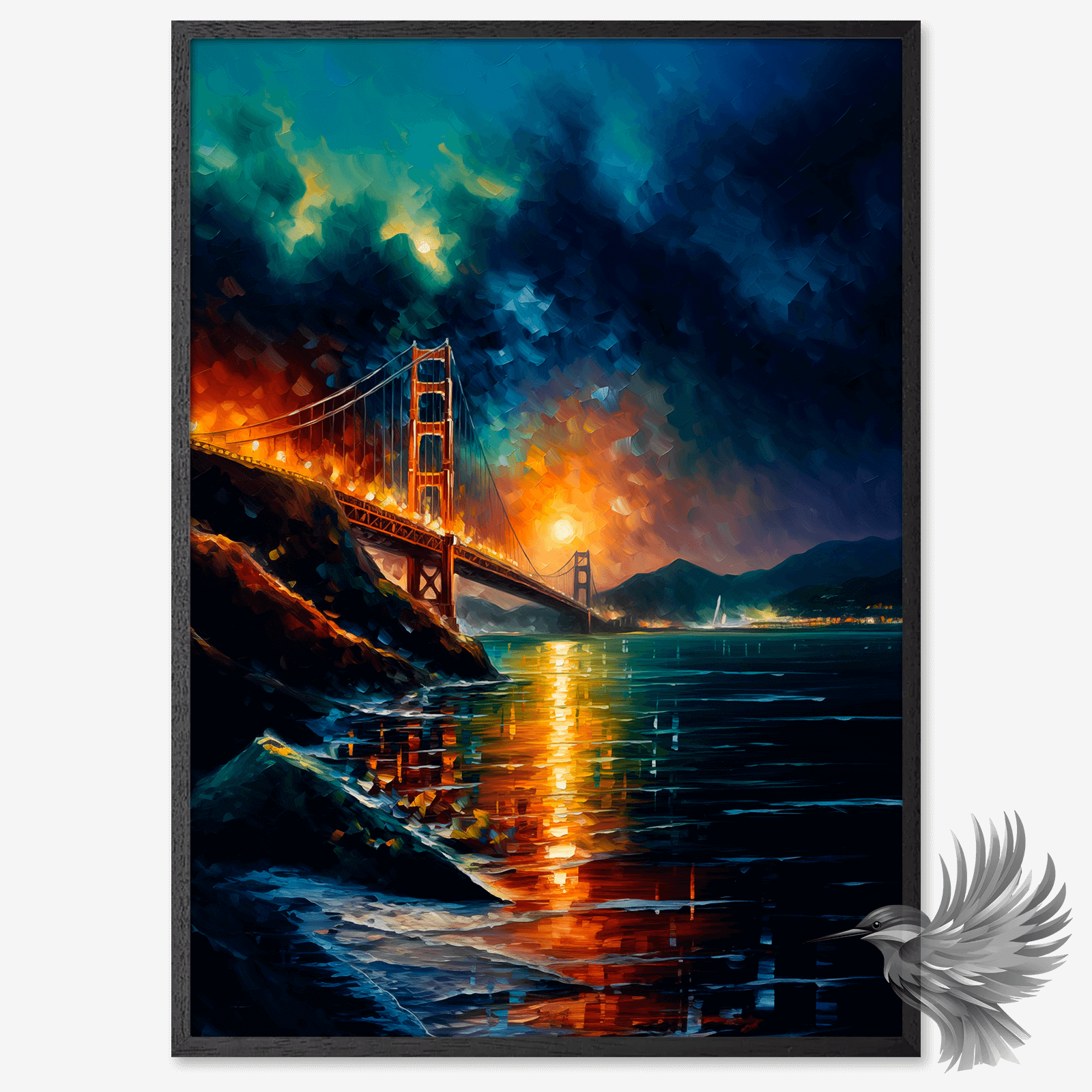 poster med Golden Gate In The Blue Night