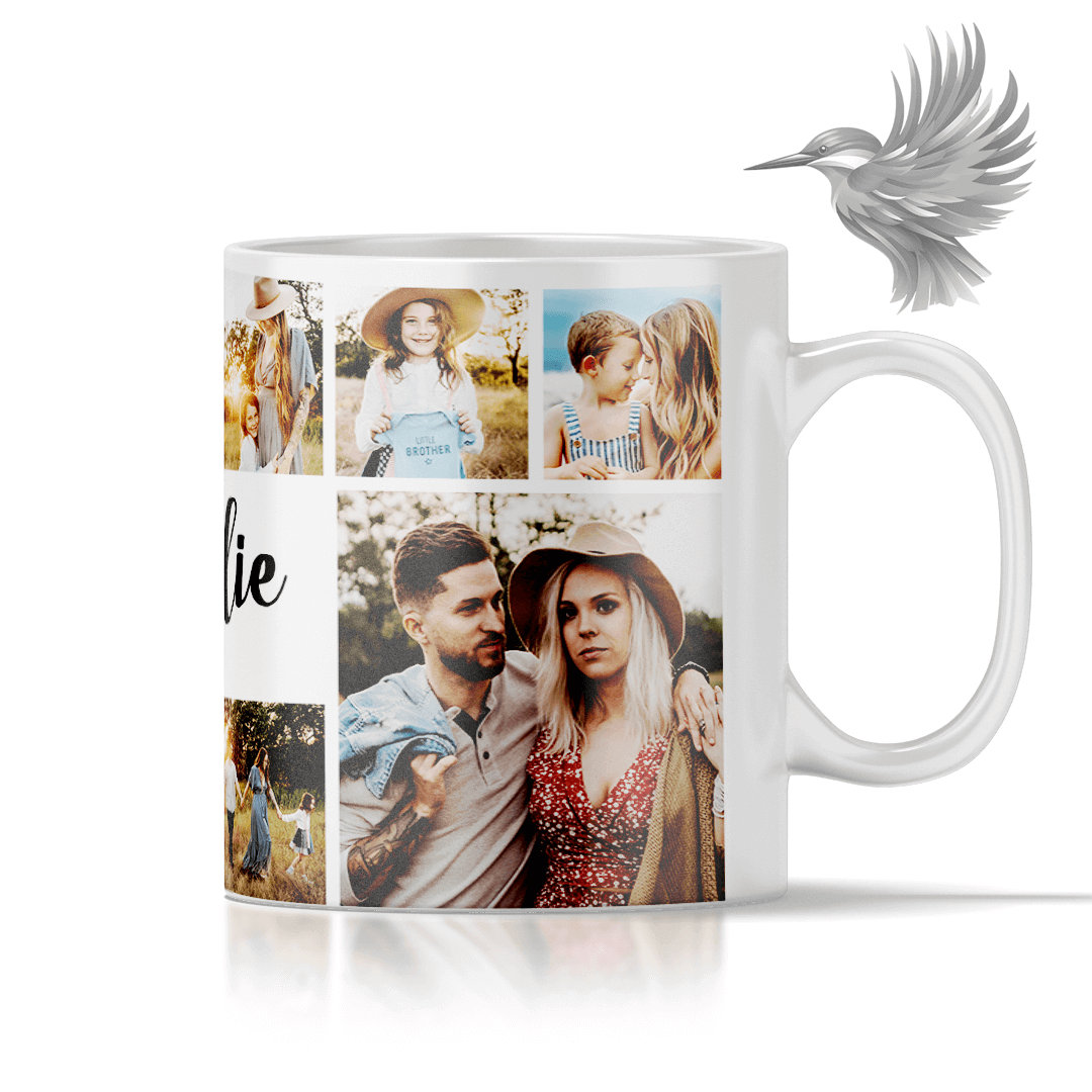 Foto krus med 10 billeder – personligt krus med billeder af minder og navne.