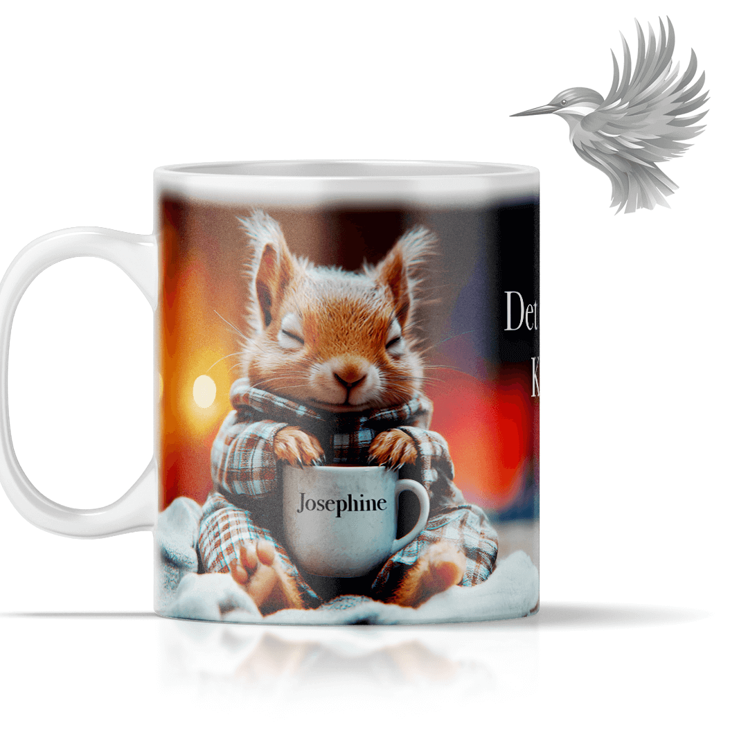 Personligt krus søvnigt egern du bestemmer navn