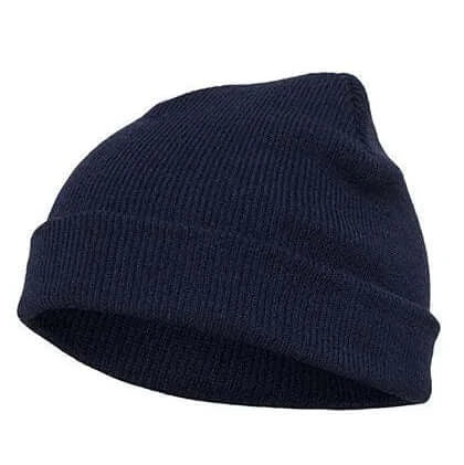 Teen Beanie Hue med personlig Broderi - Valgfri Tekst og Farve i mørkeblå farve.