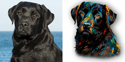 Hund som tegneserie på foto krus