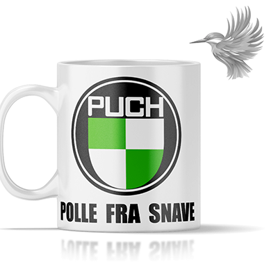 Puch krus med personlig tekst - krus med Puch logo til kaffeelskere.
