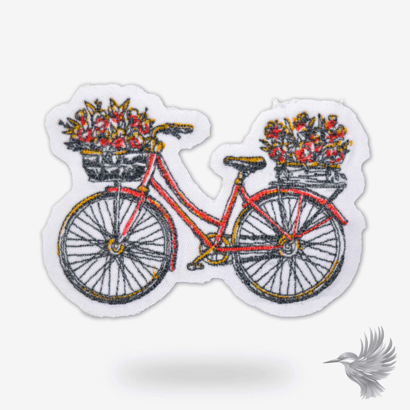 Rød Cykel Patch – Romantiske Stofmærker og Strygemærker