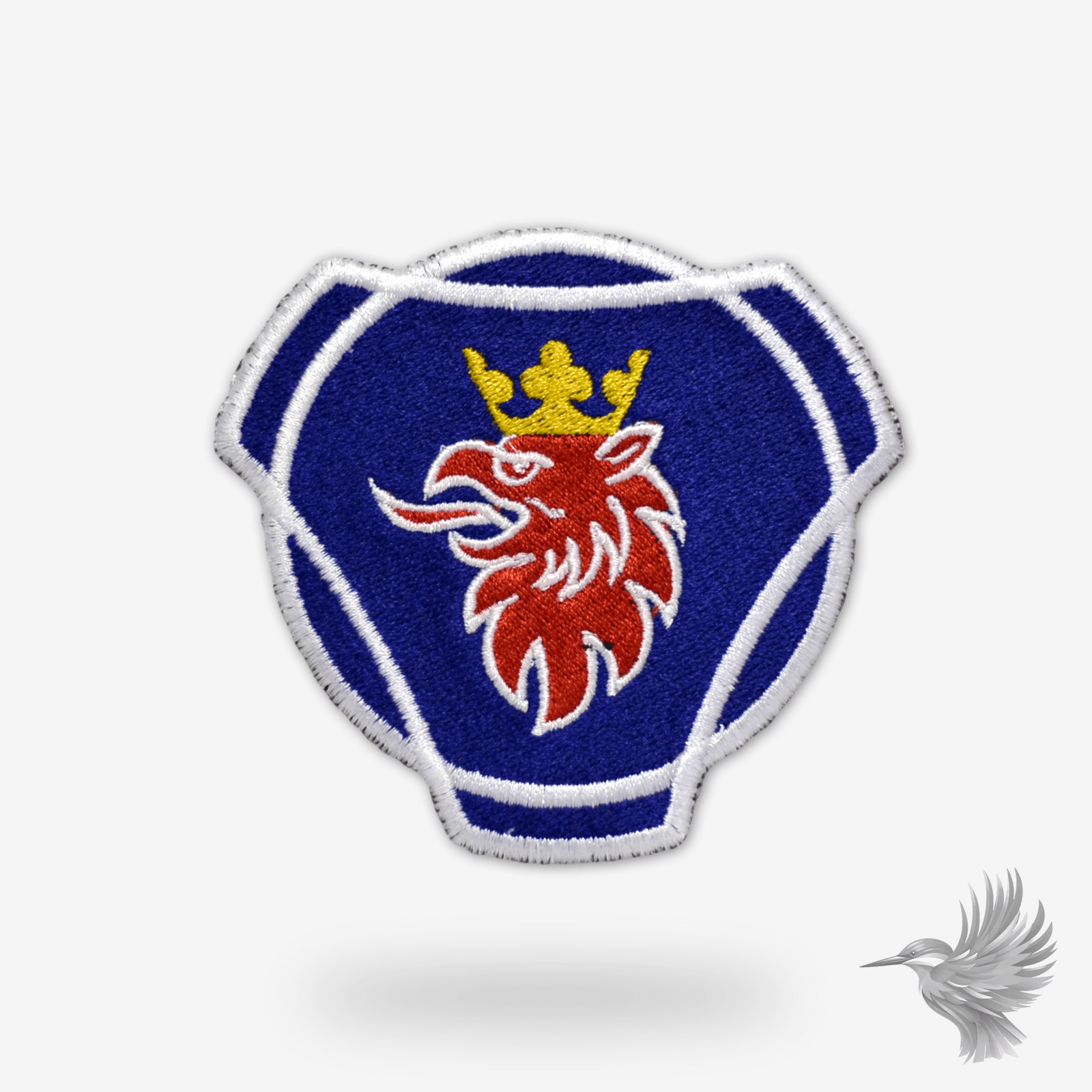 Scania stofmærker strygemærker med legendarisk logo i kraftige farver og præcist broderi.