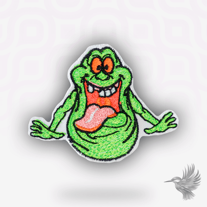 Ghostbusters Slimer patch strygemærke – farverig broderi af den grønne spøgelsesfigur Slimer med åben mund og smil.