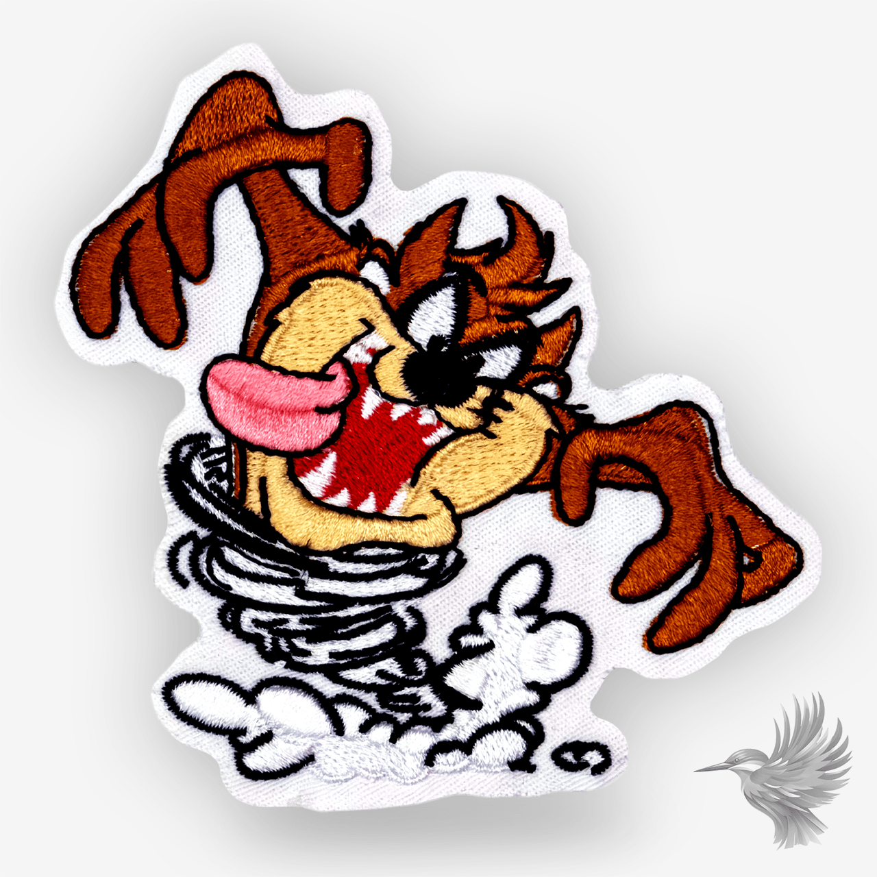 Tasmanian Devil patch strygemærke Taz fra Looney Tunes med Taz i hvirvlende tornado-spin.