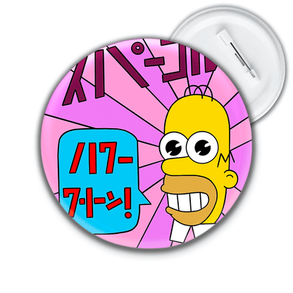 Homer Simpson badge med japansk popkunst motiv