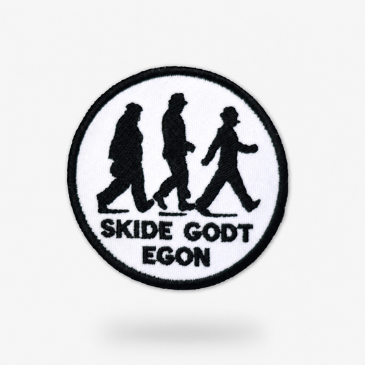 Olsen Banden strygemærke med teksten Skide godt Egon