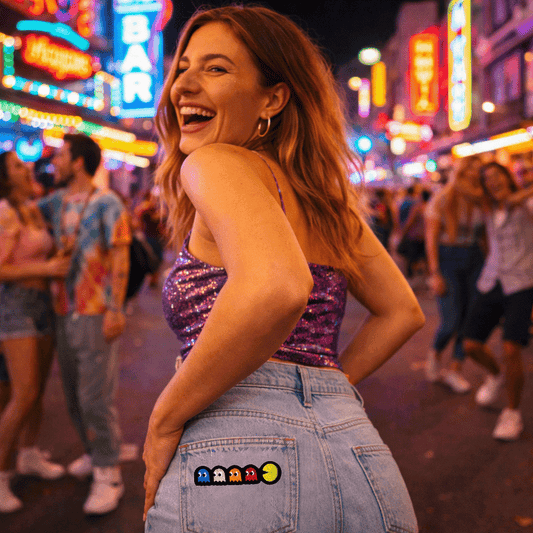 Pac-Man strygemærke – Broderet patch med spøgelser og gaming-energi