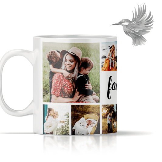 Foto krus med 10 billeder – personligt krus med billeder af familie og minder.