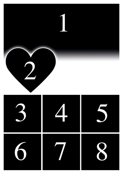 Personlig Kærlighedsplakat med 8 Billeder layout, plads til 8 billeder og personlig tekst.